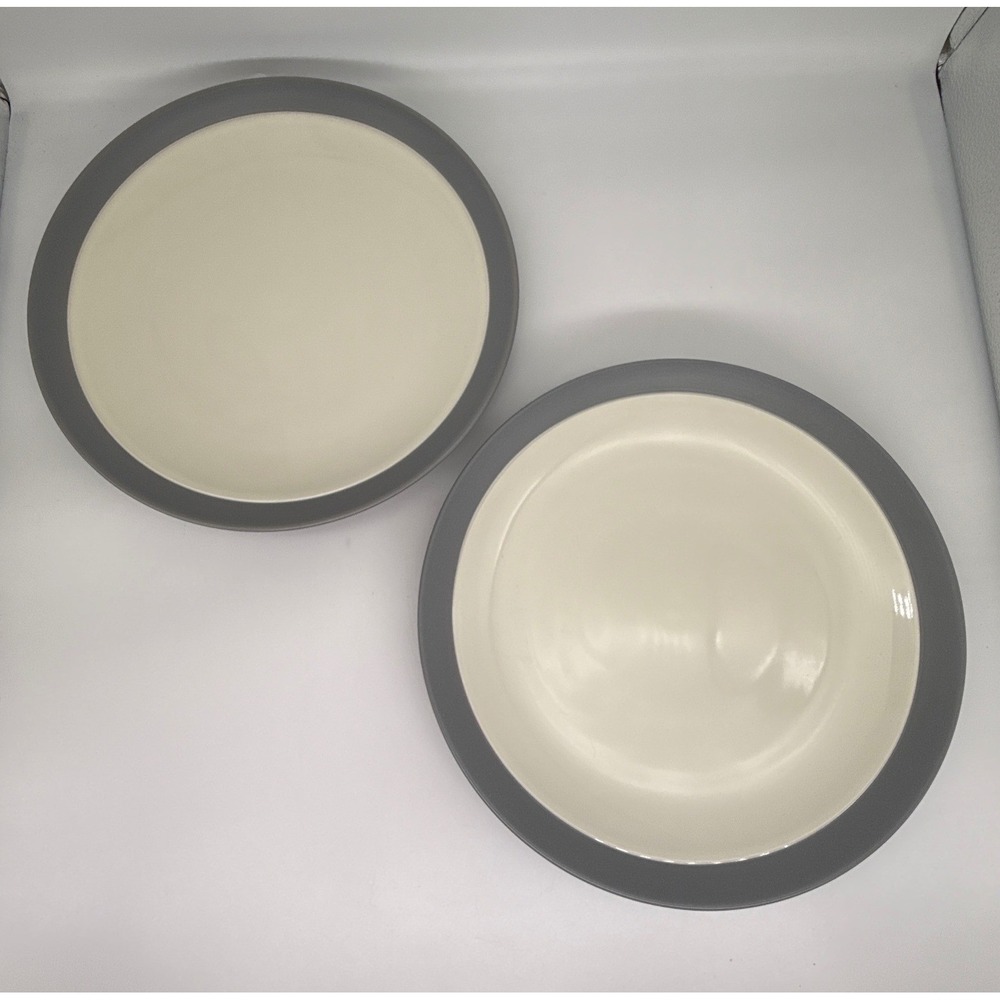 Noritake Colorwave Slate Grey Ivory Stoneware Dinner Plates 5107 Set of 2